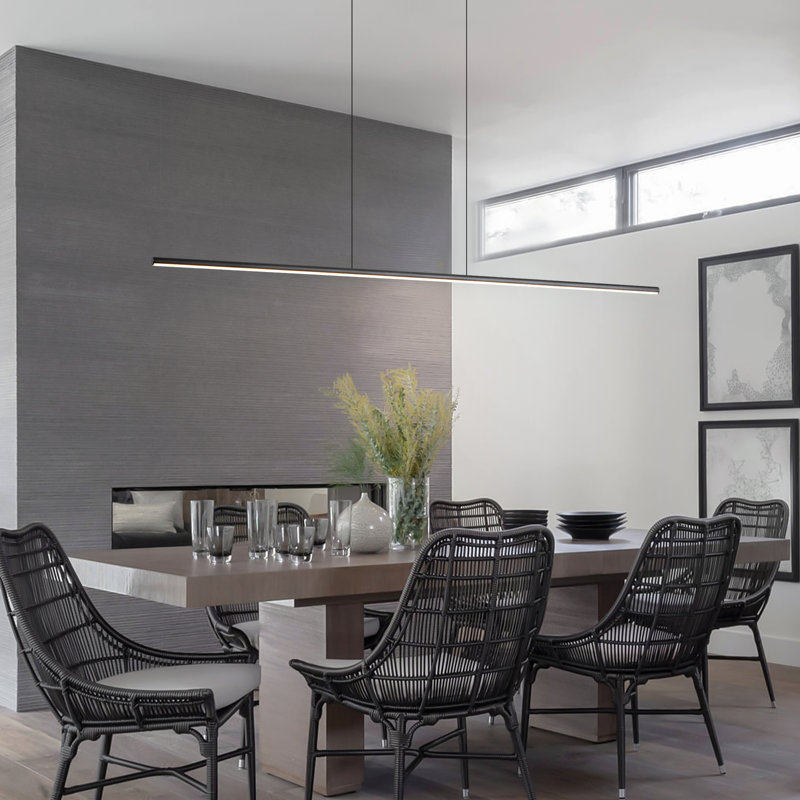 Luminaire suspendu linéaire à 1 lumière pour îlot de cuisine Jerger, Matte Black, H 2,95 po x l 47,24 po x P 0,67 po, 3000 K