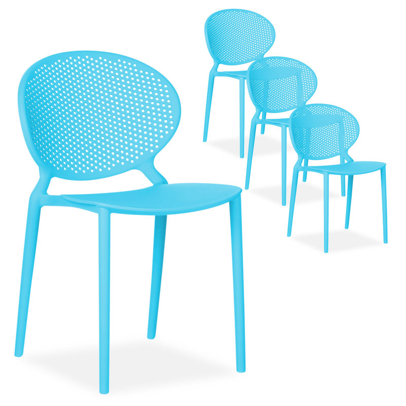Suze Stacking Patio Dining Side Chair, Blue