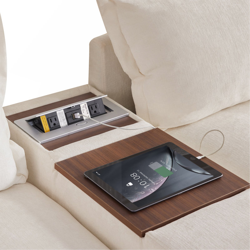 Canapé modulaire de 131 po avec repose-pieds mobile et console, porte-gobelet, siège large, canapé en U de 6 places, canapé en chenille surdimensionné avec chargeur USB pour le salon, appartement, 2 couleurs