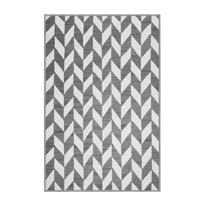 Tapis gris contemporain lavable à la machine 548, Rectangle 6 pi x 9 pi
