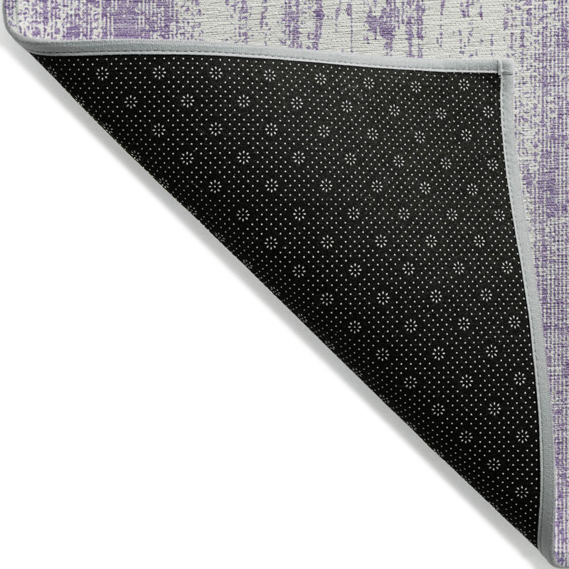 Tapis intérieur lavable rayé mauve et ivoire 5 pi x 8 pi