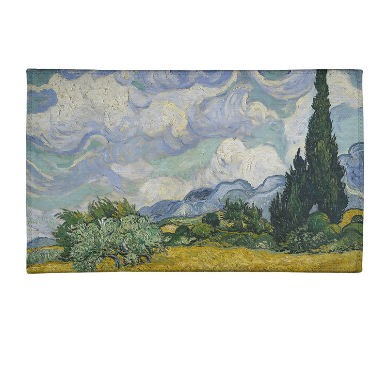 Tapis vert/bleu/jaune wheatfield chenille, Rectangle 3 pi x 5 pi