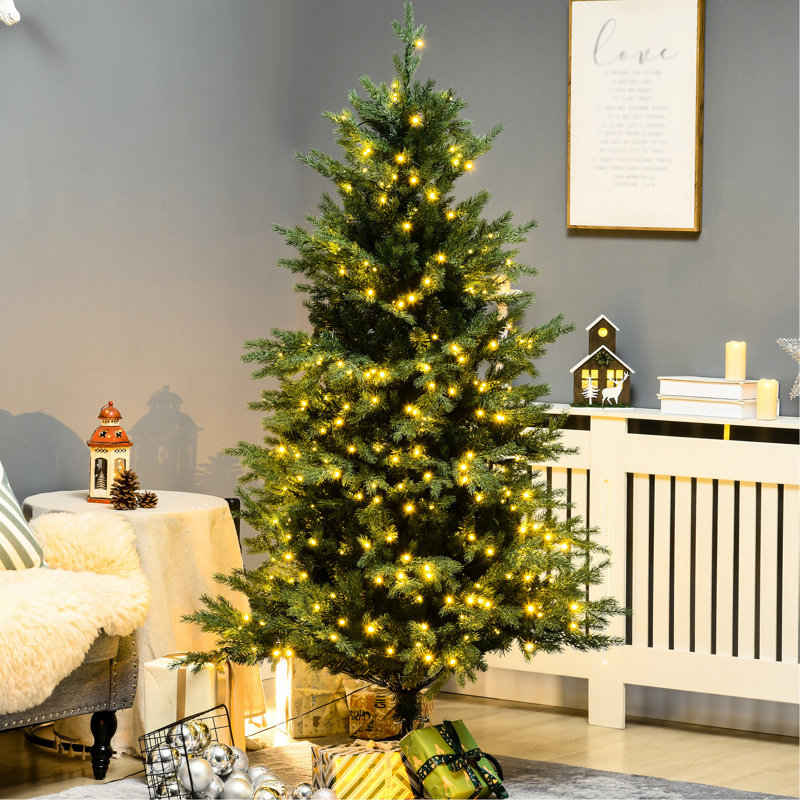 Arbre de Noël 6 pi, 2328 pointes de branches, blanc chaud, ouverture automatique, 8 modes, arbre de Noël avec branches ignifuges