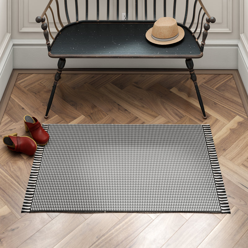 Bester Hand Woven Cotton Geometric Rug, Rectangle 2'3" x 4'