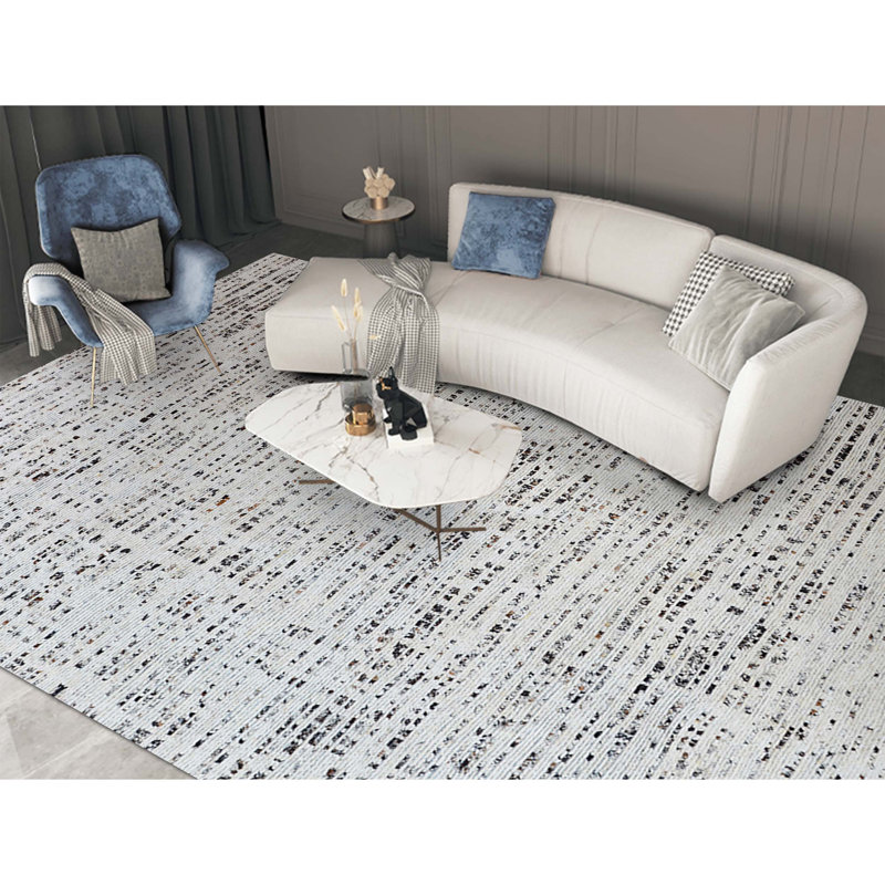 Wool Abstract Area Rug in Ivory, Rectangle 8' x 10'
