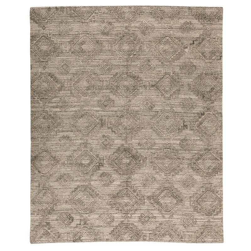 Tapis beige / gris noué à la main de qualité unique en son genre