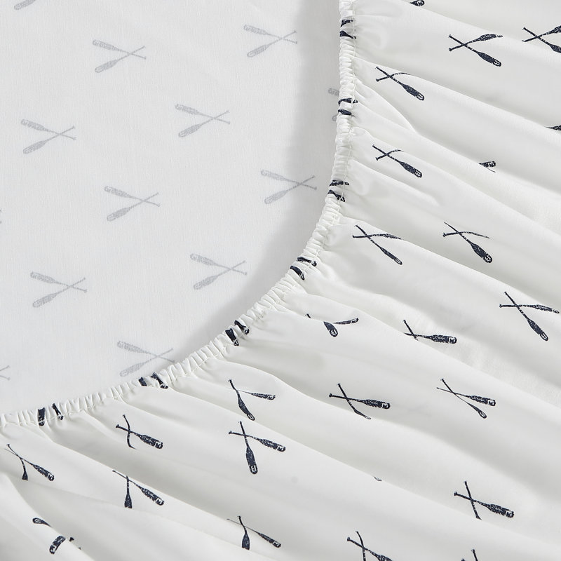 Shasta Lake Cotton Percale Standard Sheet Set, Full Sheet Set with 2 Pillowcases, Eddie's Oar