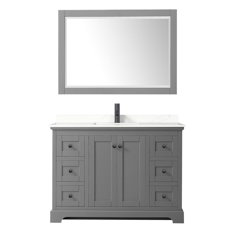 Avery 60'' Dark Gray Freestanding Bathroom Vanity with Marble Top