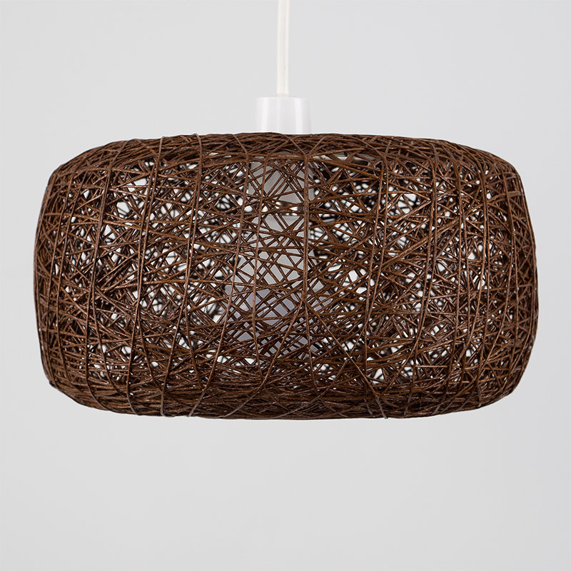 Bjorn 15cm H Bamboo Rattan Novelty Pendant Shade ( Clip On ), No, White