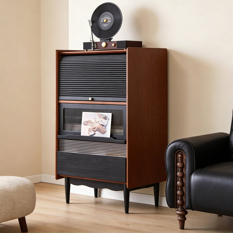 Armoire d'appoint contrastante noire et brune