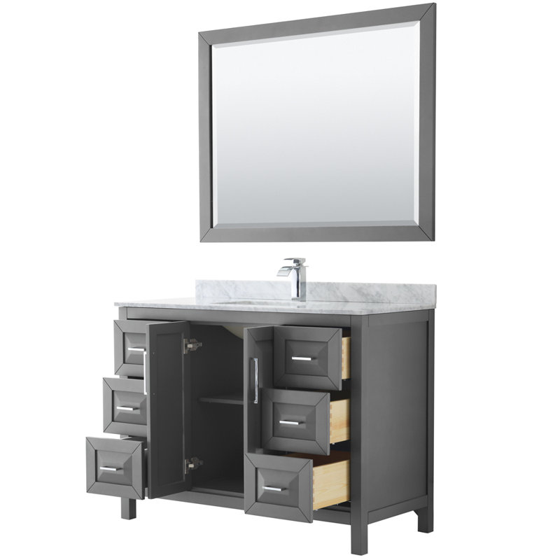 Daria 48'' W Single Vanity, Polished Chrome, White Cultured Marble, Dark Espresso