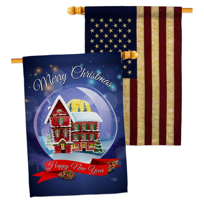Double Sided 40'' H x 28'' W Polyester Christmas House Flag