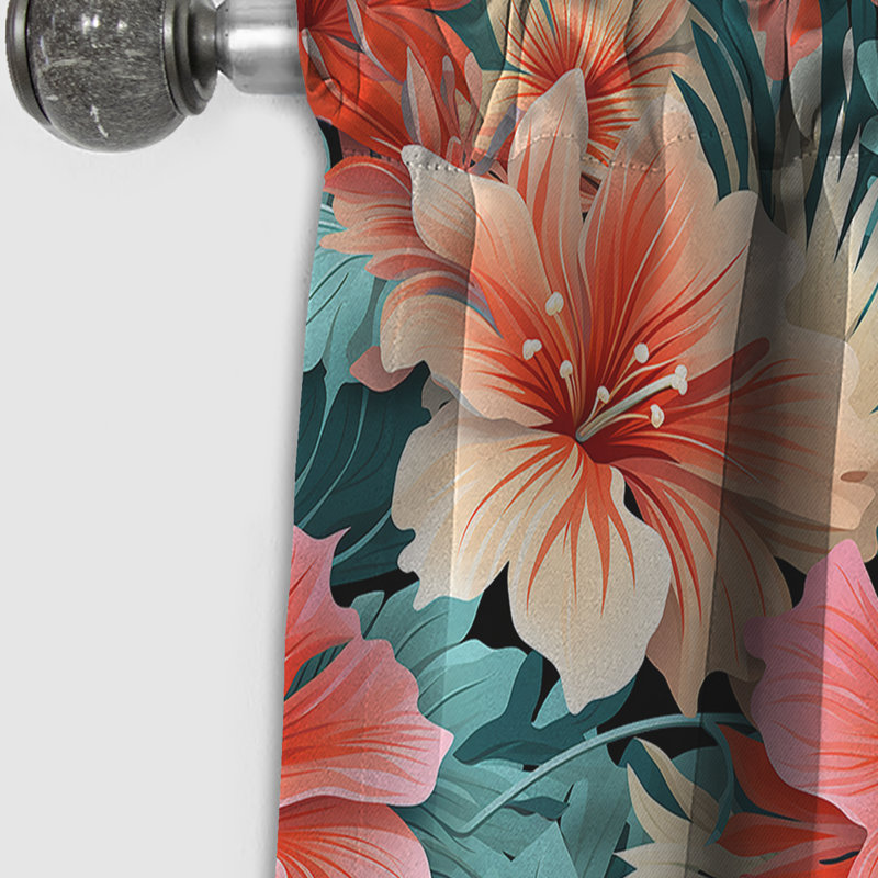 Motif tropical Coral Mirage Vi - Rideau floral - Rideau occultant floral - 1 panneau, L 52 po x L 84 po