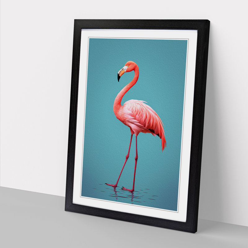 Flamingo Minimalism No.2 - Framed Print, Black Framed, 64cm H x 46cm W