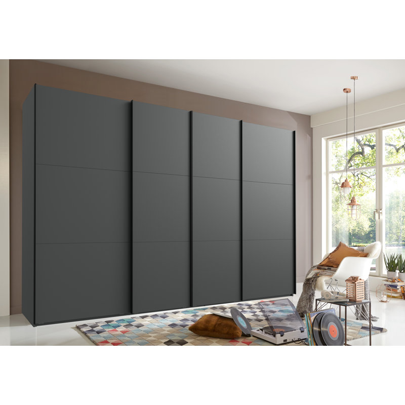 Guardino 4 Door Wardrobe, 236cm H x 350cm W x 65cm D, Graphite