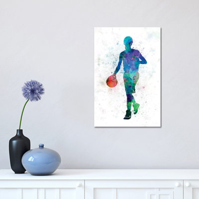 Young Man Basketball Player Dribbling by Paul Rommer - Painting on Canvas