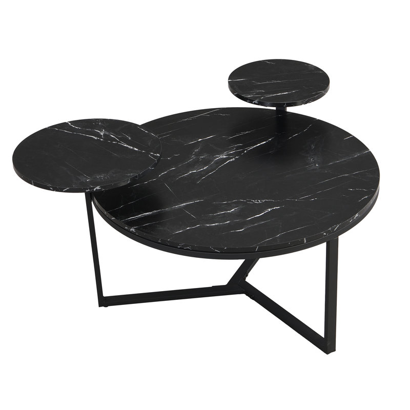 Modern Round Coffee Table with Two Display Shelves