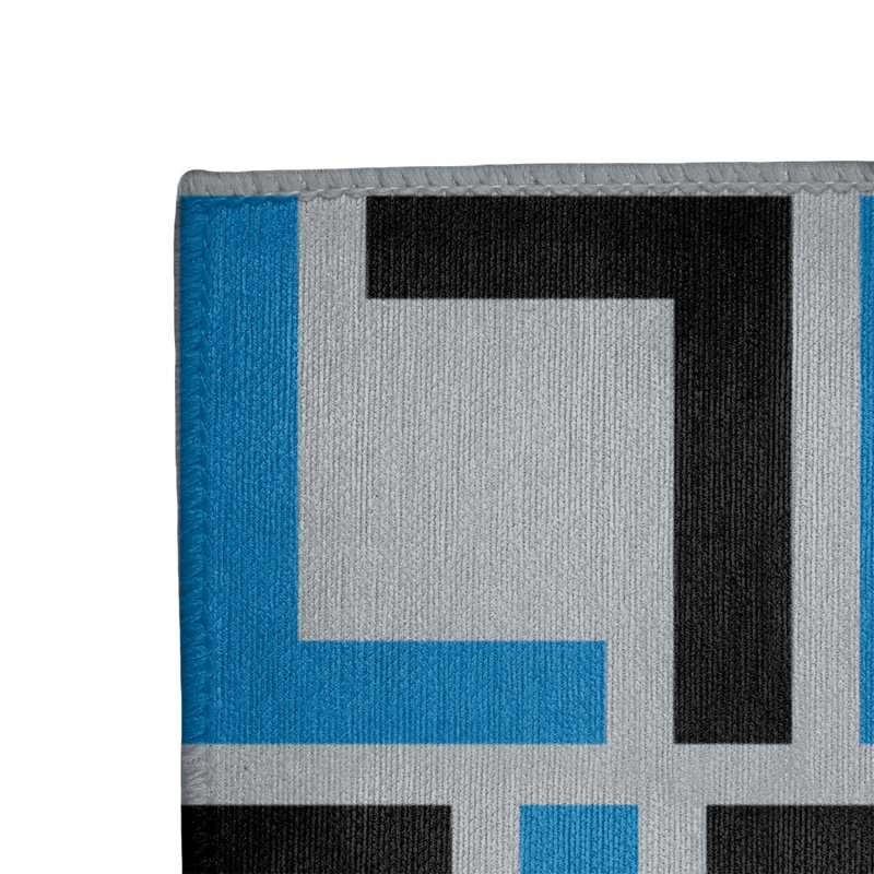 Tapis géométrique gris / bleu / noir, Rectangle 3 pi x 5 pi