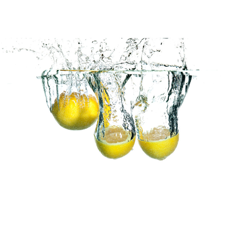 Lemons Falling In Water by Amriphoto - No Frame Print on Canvas, 51cm H x 76cm W