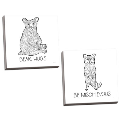 «Color the Forest Bear Hugs & Be Mischievous», ensemble de 2 pièces encadrées