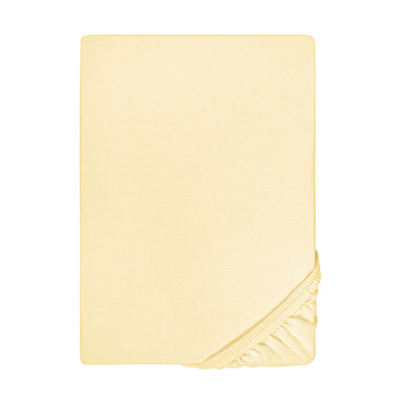 100% Cotton Jersey Knit Fitted Sheet, Light yellow, 140-160 x 200 cm