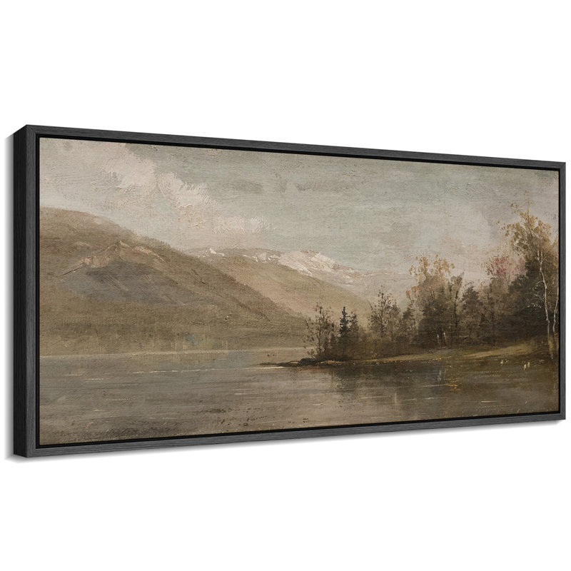 Serene Abstract Landscape Extra Large Framed Wall Art Oversized Canvas Print, 30" H x 60" W, Black