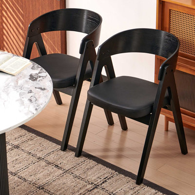 4 Solid Wood Upholstered Dining Armchairs