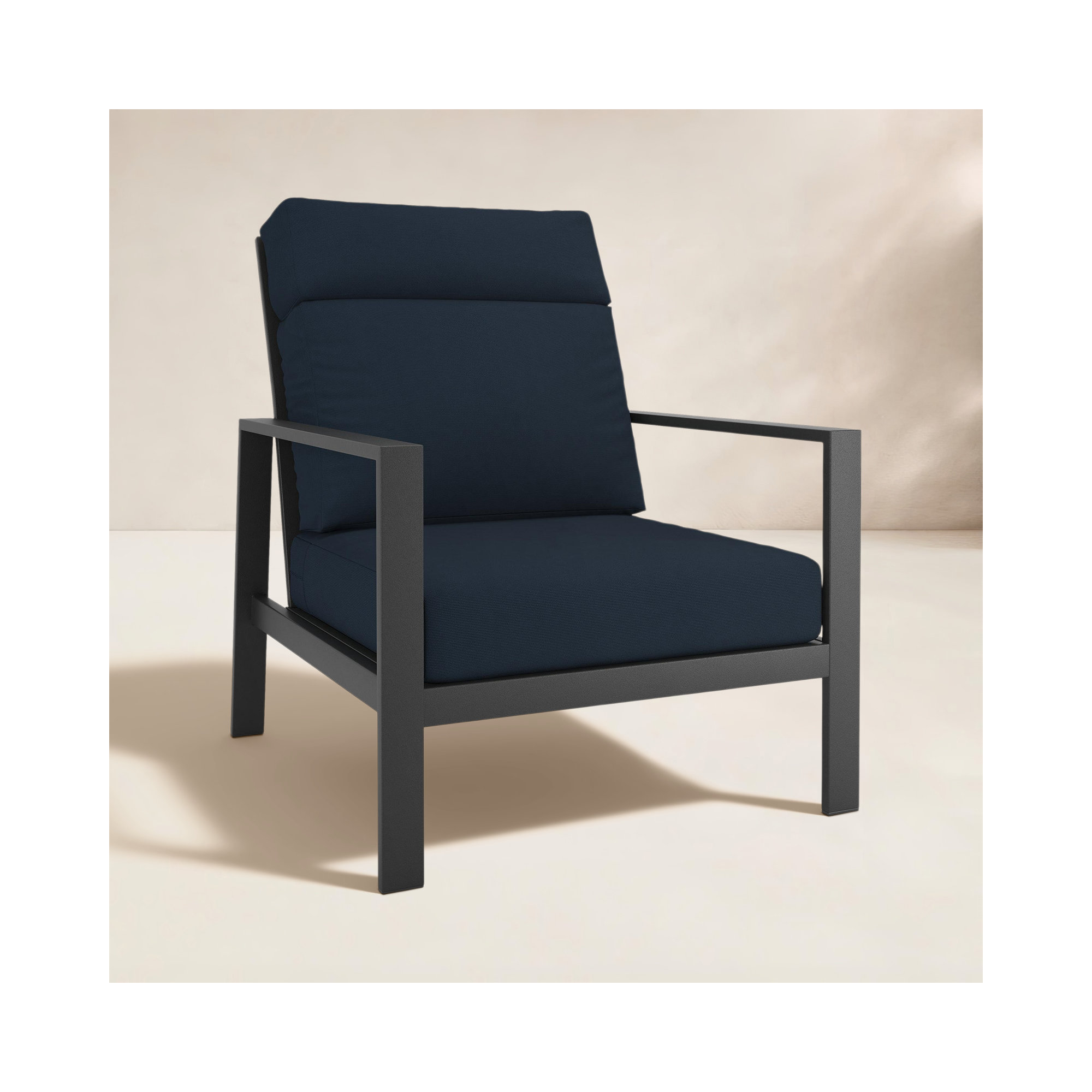 Townsend Metal Outdoor Lounge Club Chair With Sunbrella Cushion, Canvas Navy