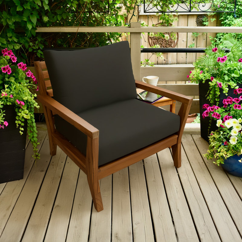 Eddie Bauer Sunbrella® Fabric 1-Piece Outdoor Louge Chair Cushion, 26"W x 26"L, Canvas Black , Canvas Black Sunbrella® Canvas