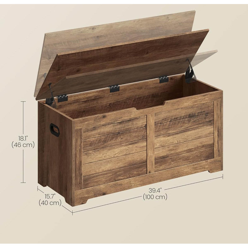 Wood Storage Bench, Honey Brown