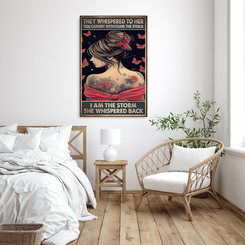 «Woman Butterfly I Am The Storm 1», impression sur toile, H 36 po x l 24 po x P 1,25 po