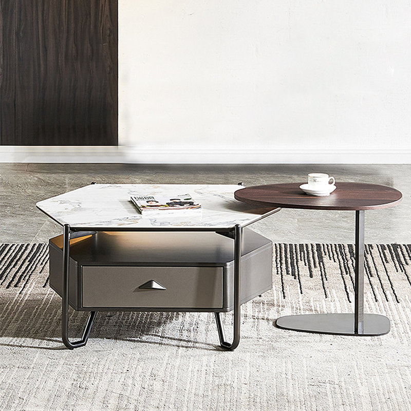 Modern Minimalist Rock Slab Coffee Table Set