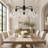 5-Light Chandelier, 35.5" Clear Hammered Globe Glass Pendant Light with Adjustable Downrod