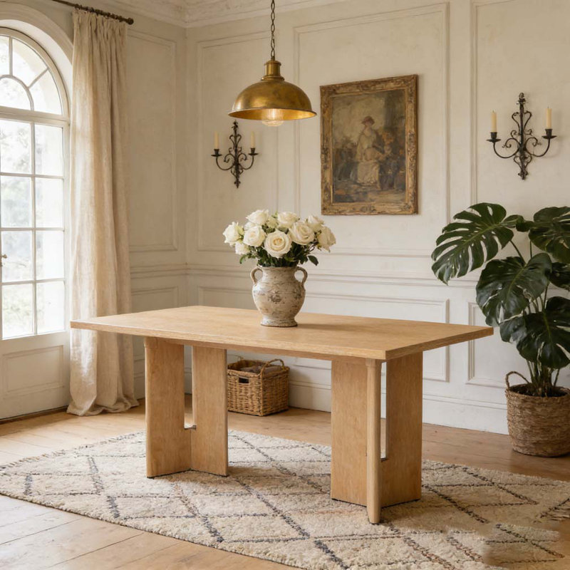 Table de salle à manger Farmhouse, Bois naturel délavé