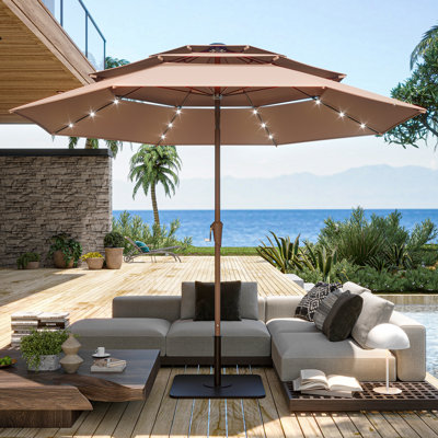 Parasol décalé d'extérieur 10 pi avec 10 lumières à DEL de 10 ans