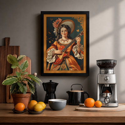 Saint with Lute Art Deco - Framed Print