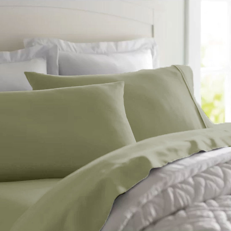 Sage Twin XL Solid Polyester Microfiber Sheet Set