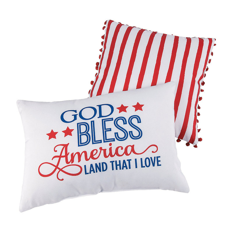 Patriotic Red and White Polyester Pillow Set