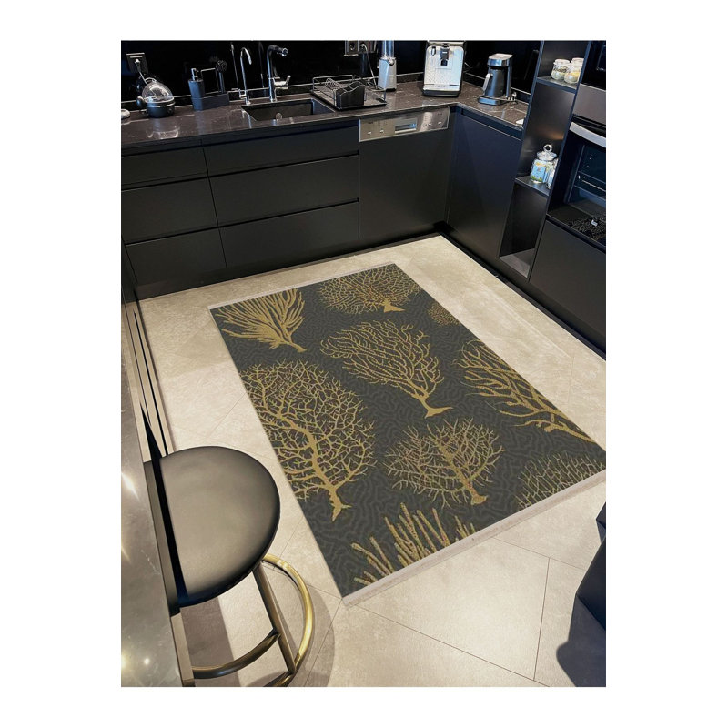 Tapis décoratif moderne gris lavable à la machine, Sous-tapis rectangulaire 3 pi 11 po x 5 pi 11 po i