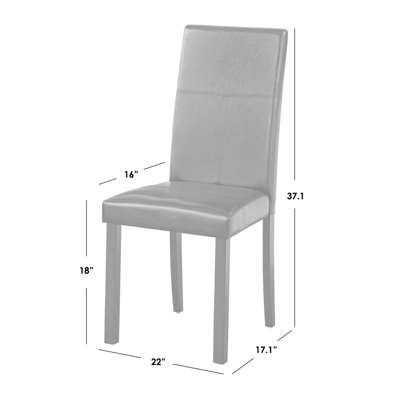 Raiens 18'' H Faux Leather Upholstered Parsons Chair, Gray/Black