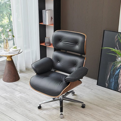 Chaise d'ordinateur pivotante en cuir