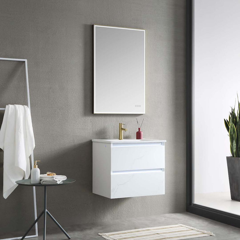 Meuble-lavabo mural simple 24 po avec lavabo, Blanc