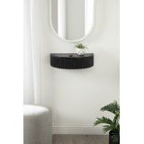 Kristie Half-circle Mango Solid Wood Floating Shelf with Drawer