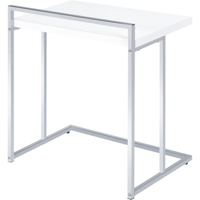 Modern Rectangular White High Gloss Snack Table With Metal Legs For Enticing Home Decor Interior Decoration