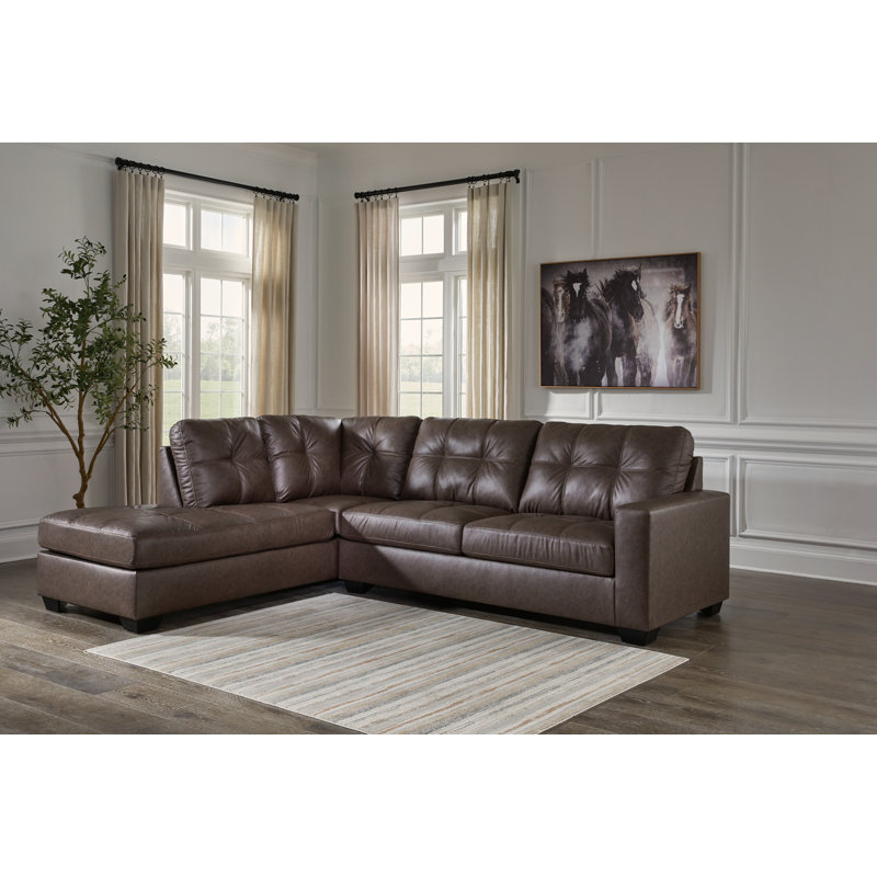 Canapé modulaire 2 pièces avec méridienne Barlin Mills, Brun, Orienté à gauche (vu de face)