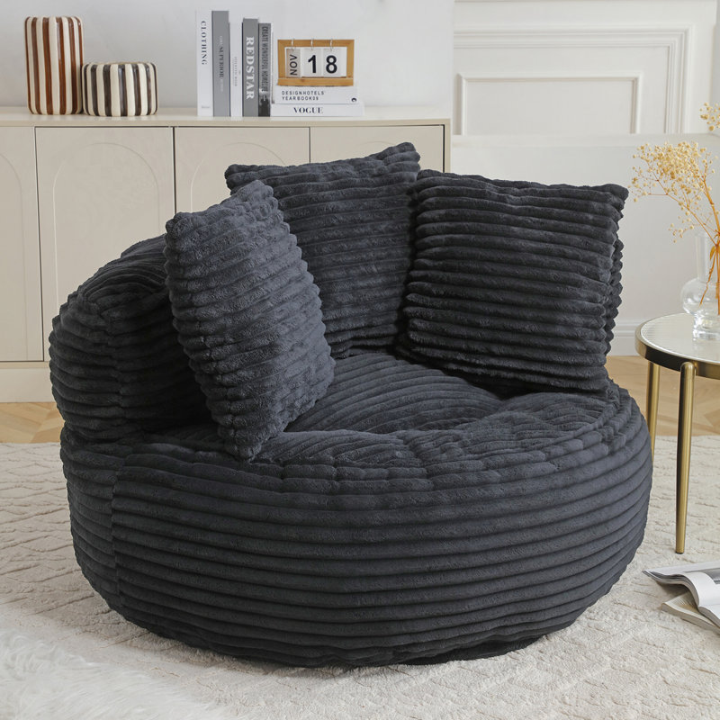 Fauteuil à billes en velours côtelé, Noir