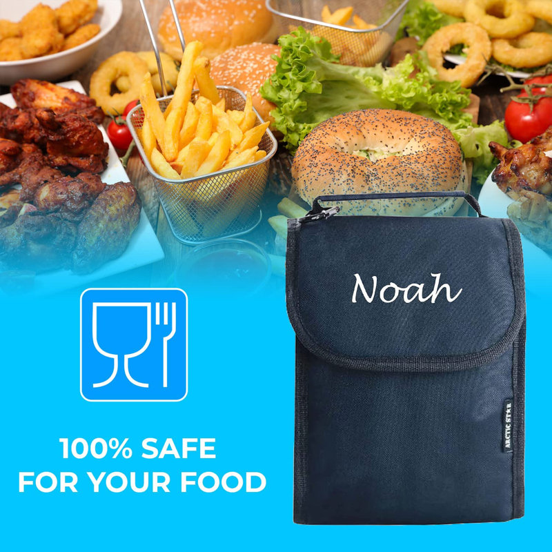 Sac à lunch personnalisé pour enfants - Boîte à lunch pour filles et garçons - Sacs isothermes réutilisables - Boîte-repas en polyester robuste pour enfant avec nom personnalisé - Idéal pour les pique-niques scolaires et les voyages