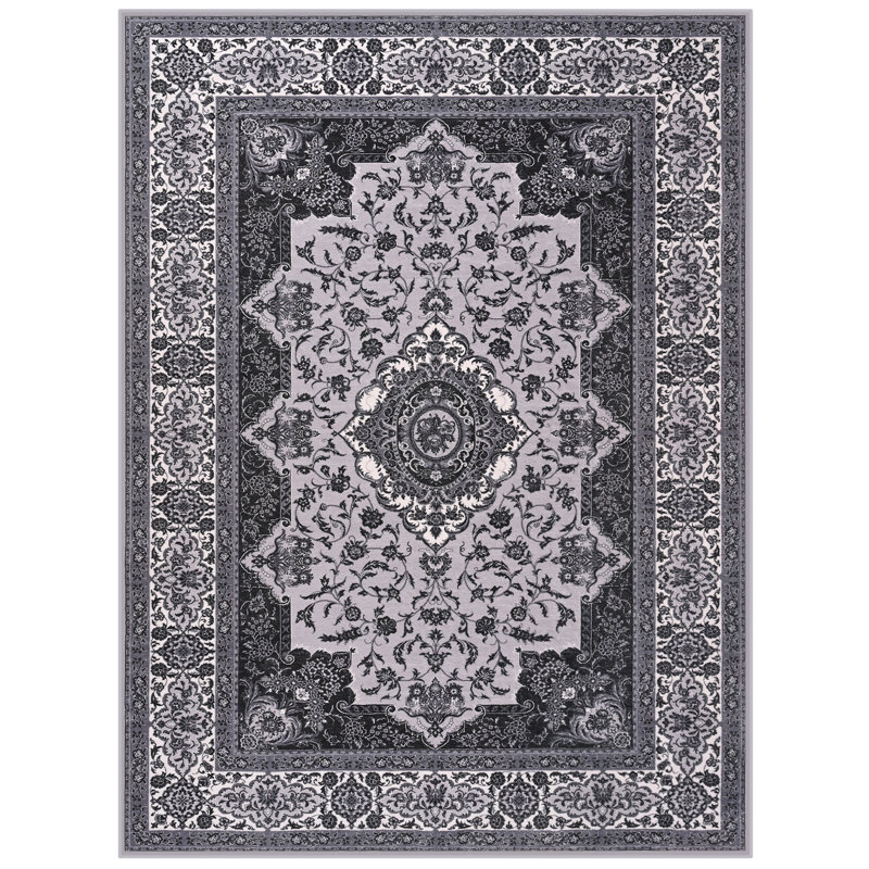Tapis à motif floral lavable Fillender, Rectangle 5 pi x 7 pi