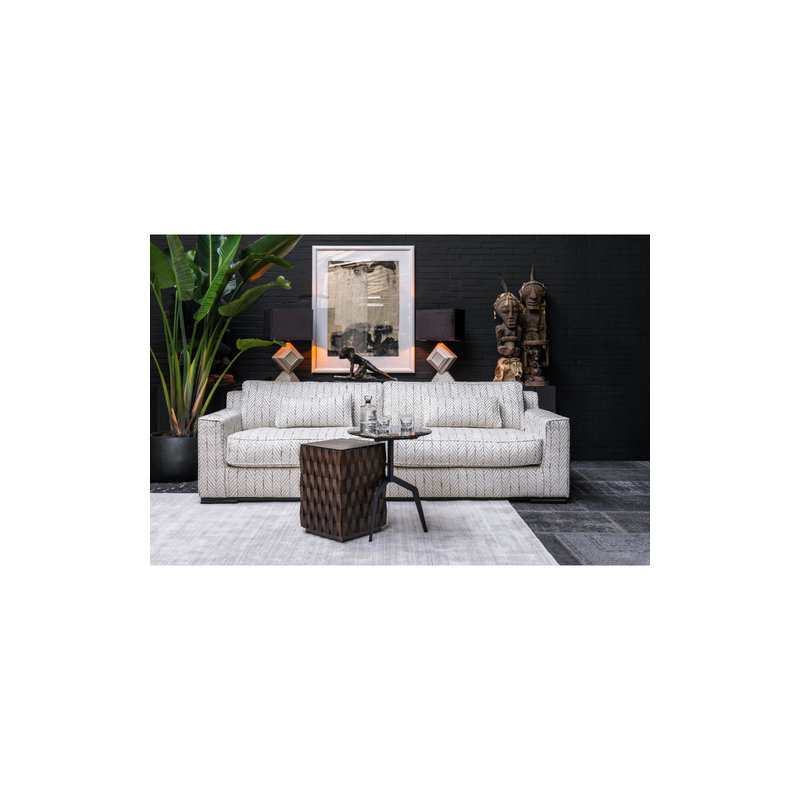 Razor Marble End Table, Black/Brown/Ivory/Black Powder Coating