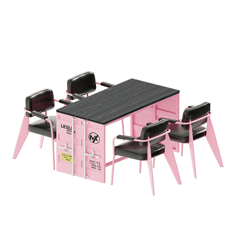Ensemble de salle à manger rectangulaire L 31,5 po x l 55,2 po Katsuyama, Rose, Rose/noir
